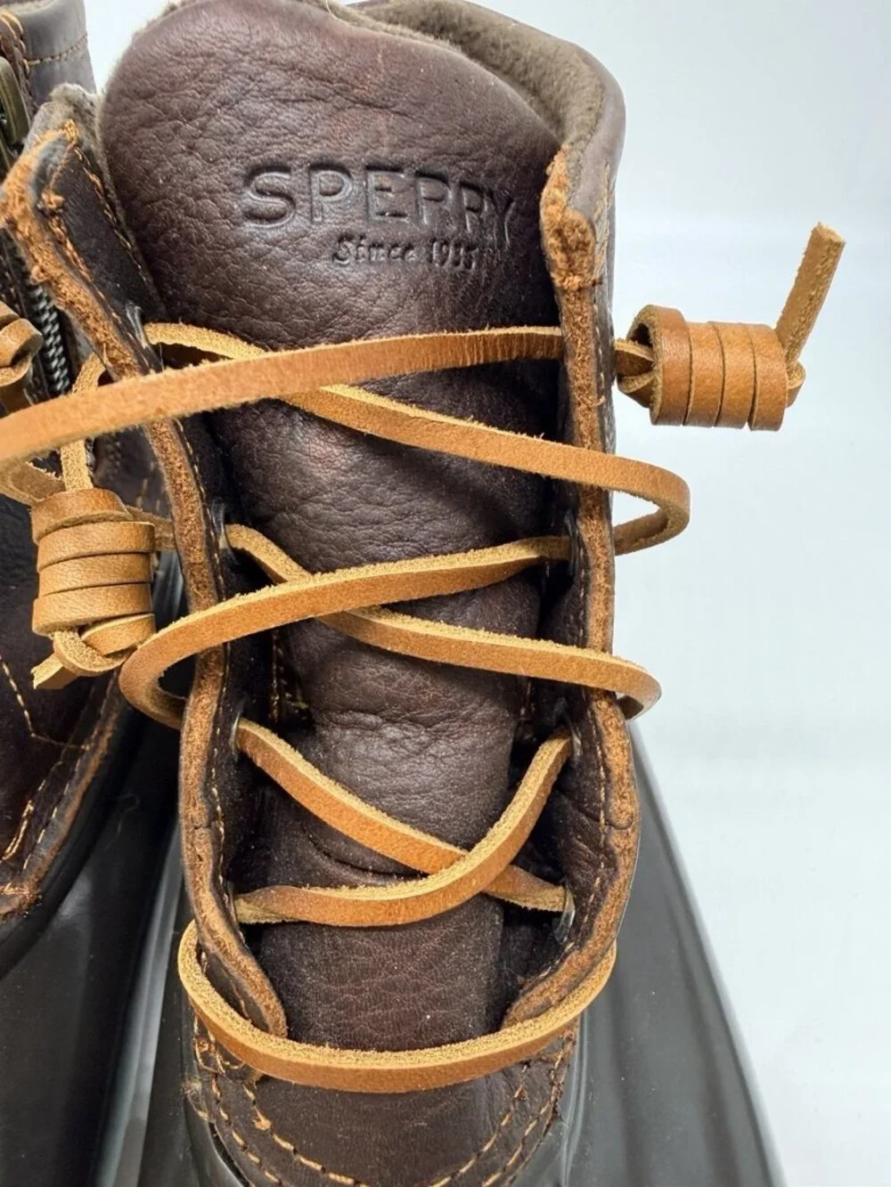 Sperry Top-Sider Saltwater Leather Rubber Duck Boots Brown Women's US 9